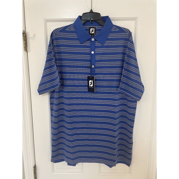 FootJoy FJ Striped Polo Performance Golf Shirt Mens Size Large Stretch 27729 - Picture 1 of 7